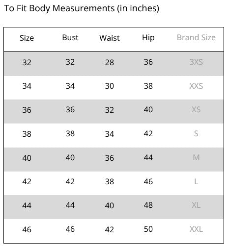 Size Chart for