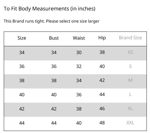 Size Chart for