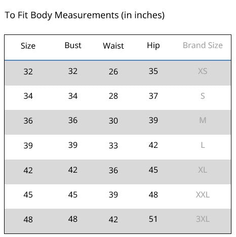 Size Chart for