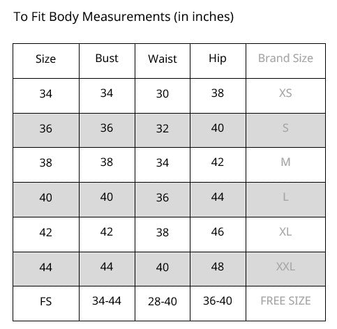 Size Chart for