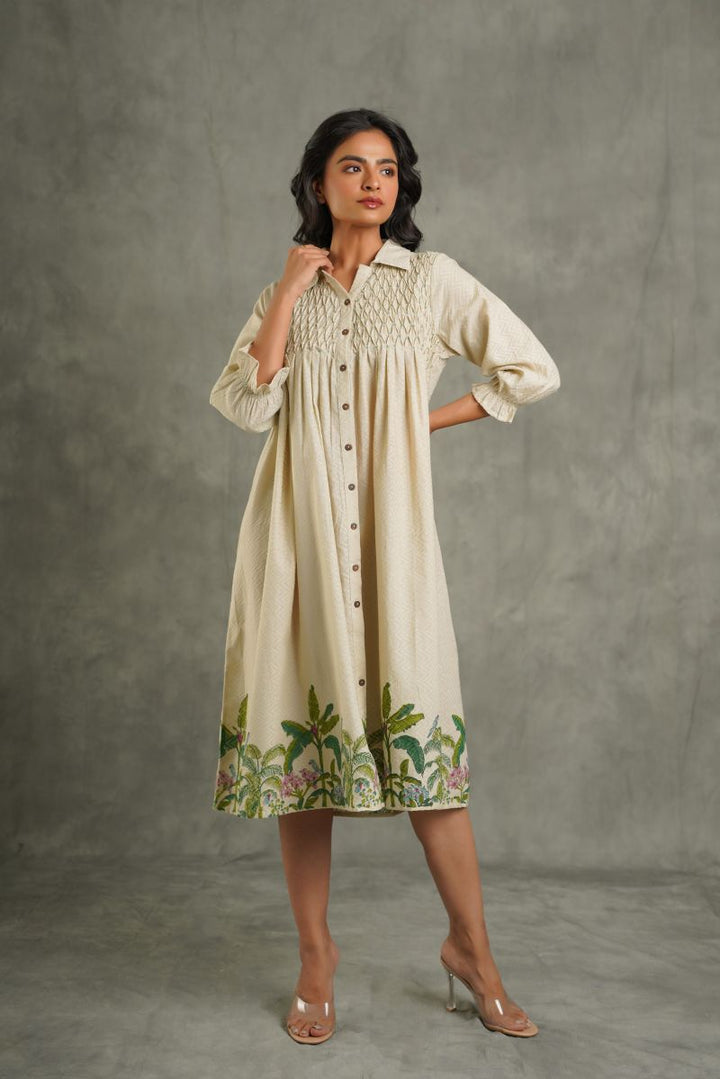 Textured cotton palm print kurta