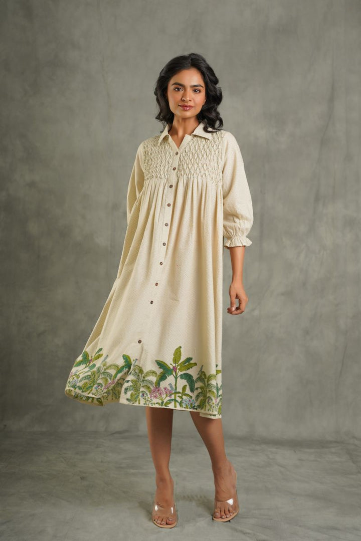 Textured cotton palm print kurta