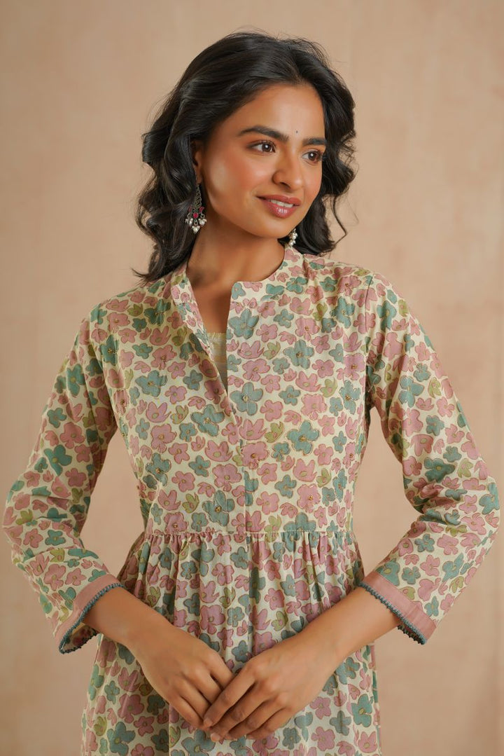 Cotton georgette apple orchad kurta