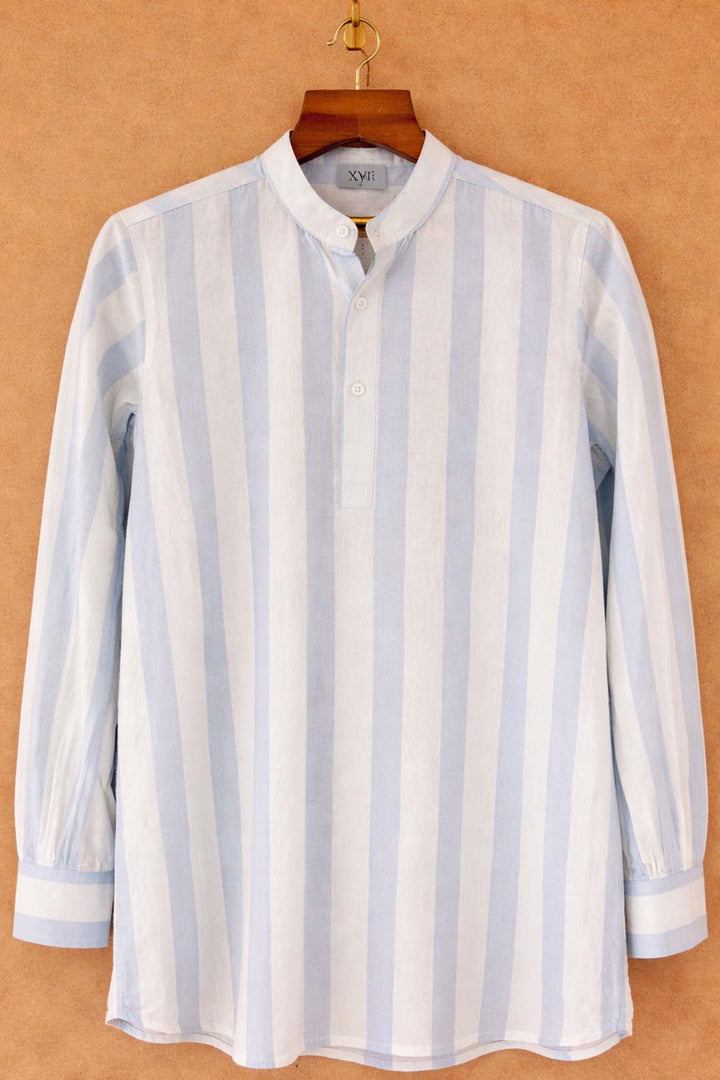 White With Light Blue Line Shirt