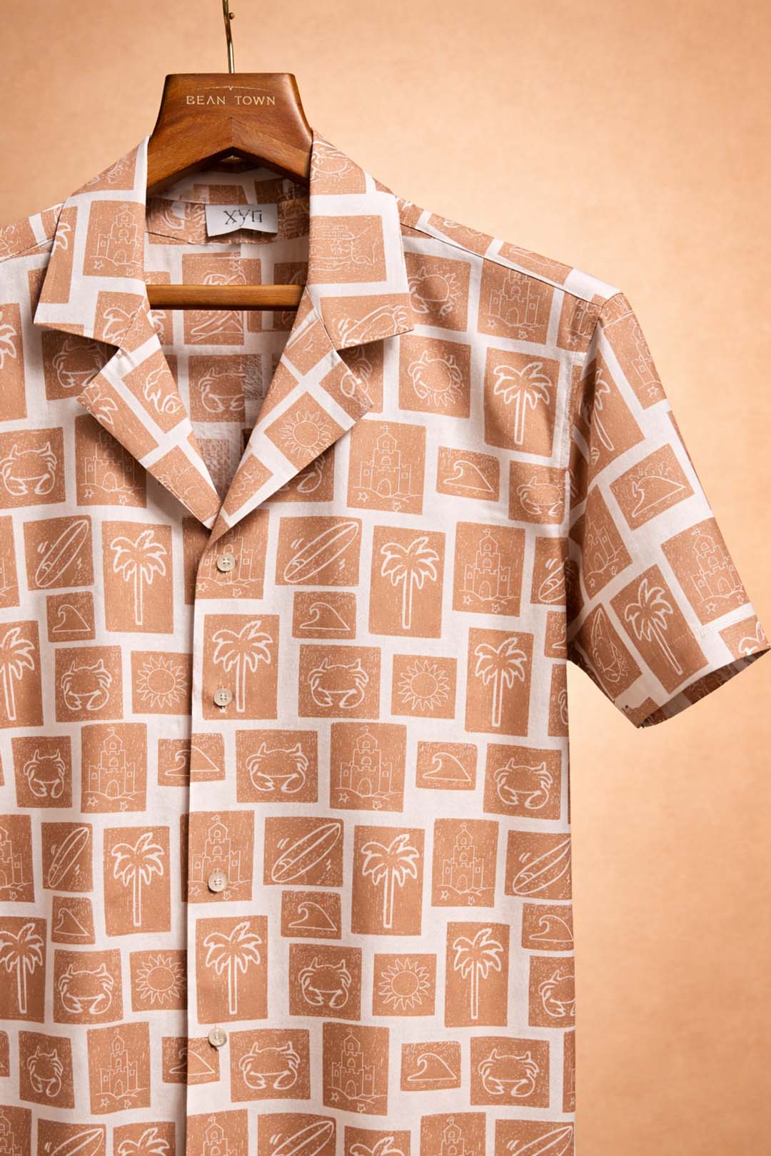 Off White With Rust Beach Print
