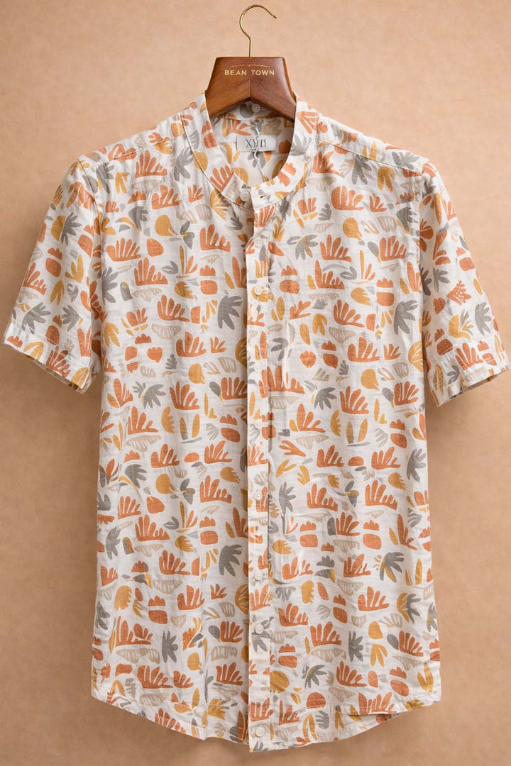 Off White Tropical Abstract Printed Shirt