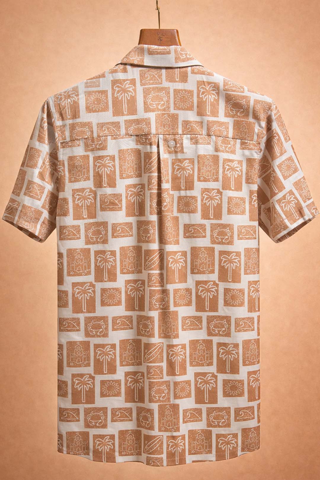 Off White With Rust Beach Print