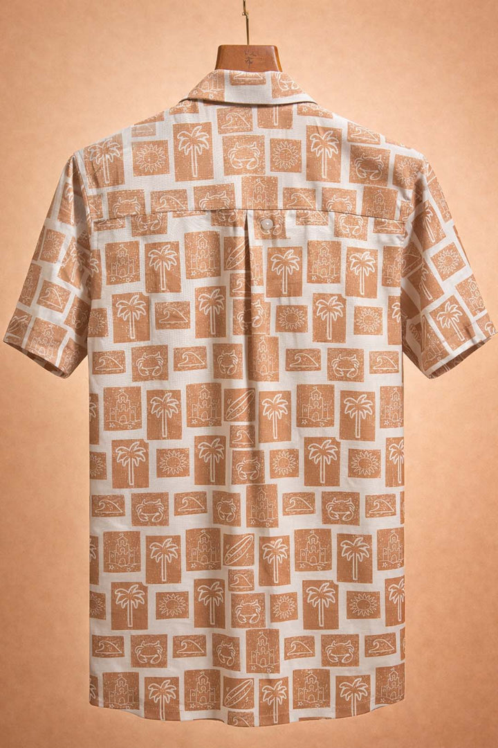 Off White With Rust Beach Print