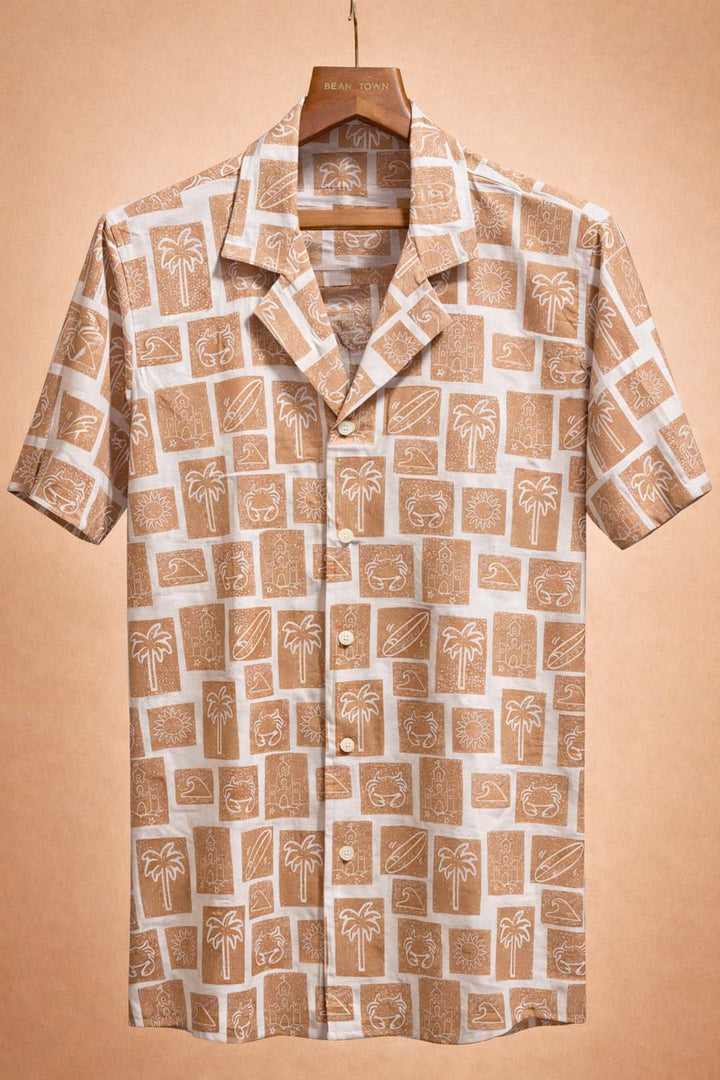 Off White With Rust Beach Print