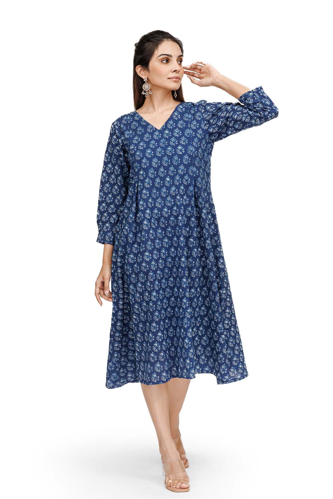 Floral Branch Box Pleat Kurta