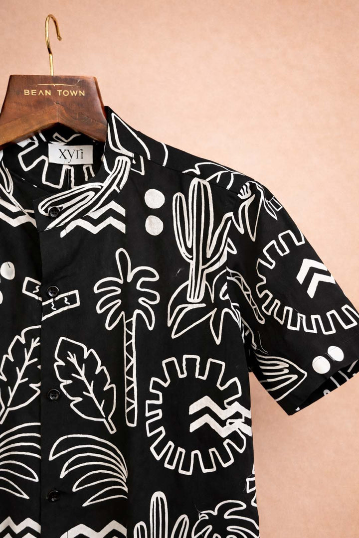 Black Tropical Print Shirt