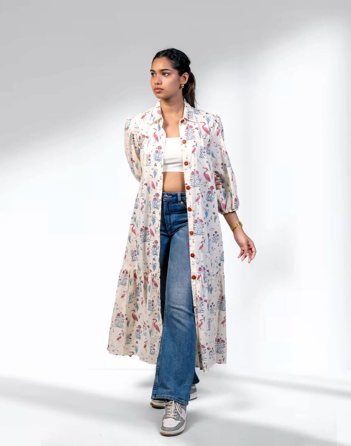Off white flamingo printed dress