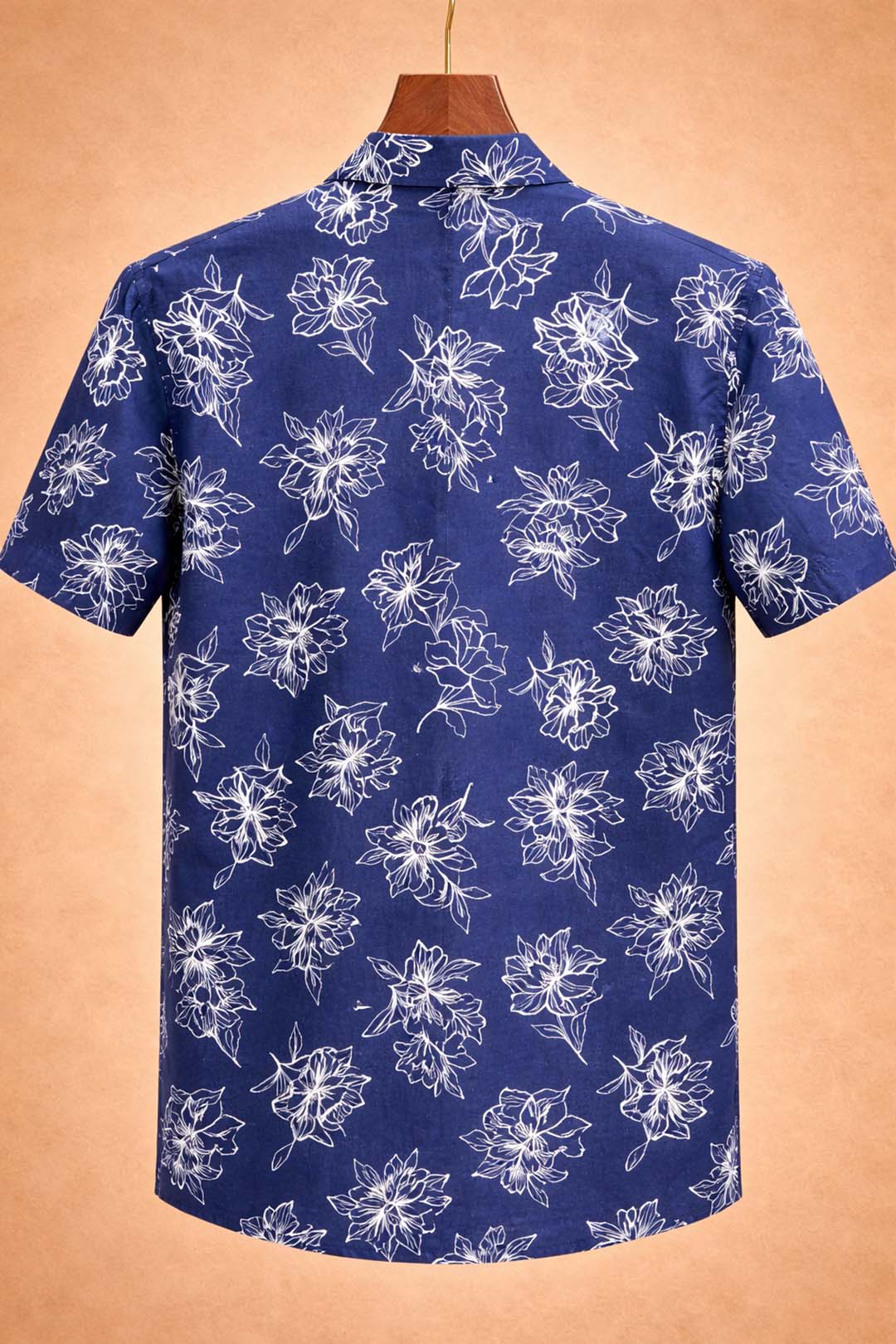 Blue With White Line Floral Print Shirt