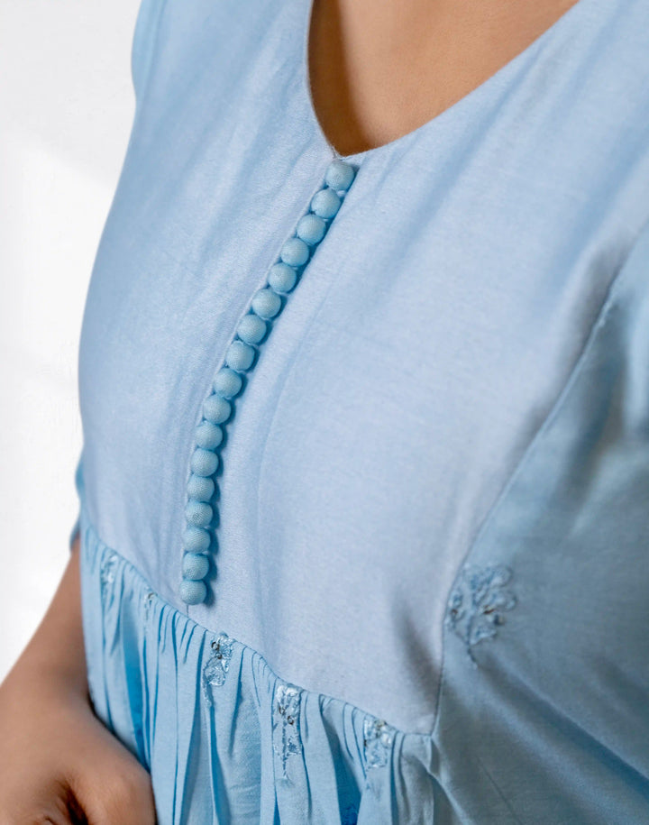 Pastel Blue Chanderi Salwar Suit