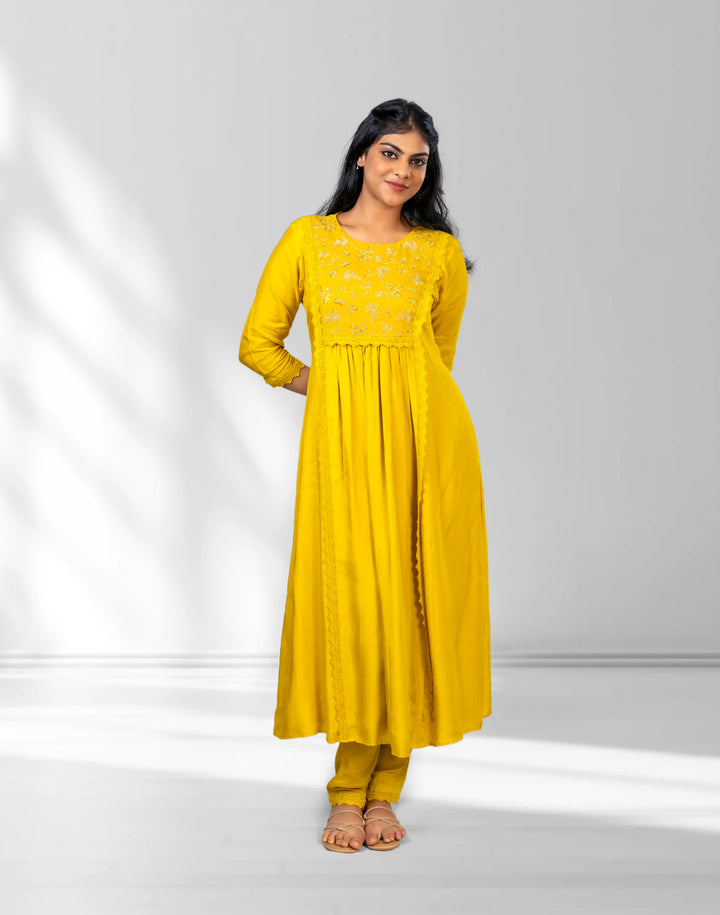 Mustard Yellow Muslin Salwar Suit