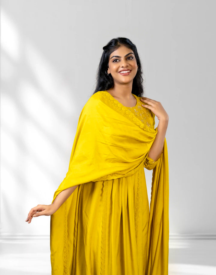 Mustard Yellow Muslin Salwar Suit