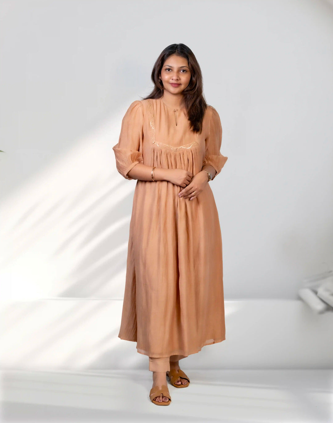 Nude Shade Chanderi Salwar Suit