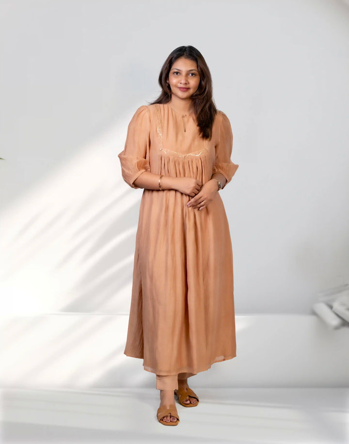 Nude Shade Chanderi Salwar Suit