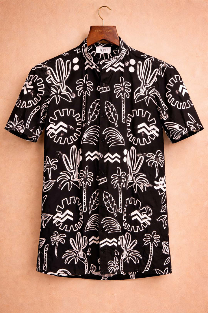 Black Tropical Print Shirt