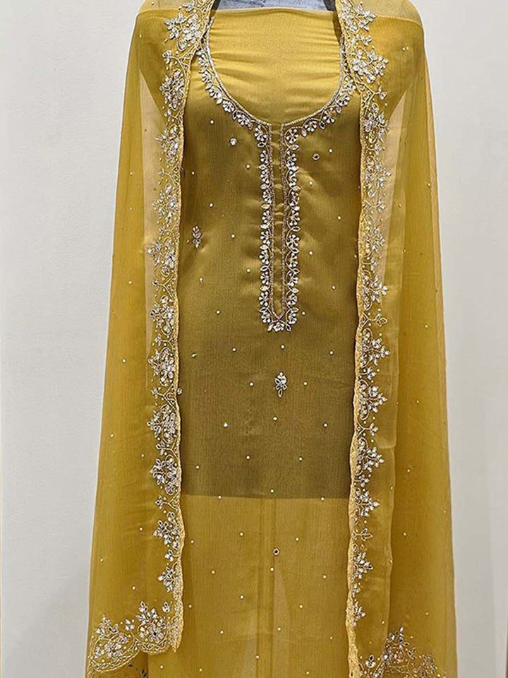 Mustard Yellow Hand Embroidered Material