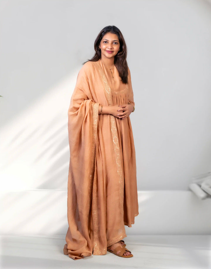 Nude Shade Chanderi Salwar Suit