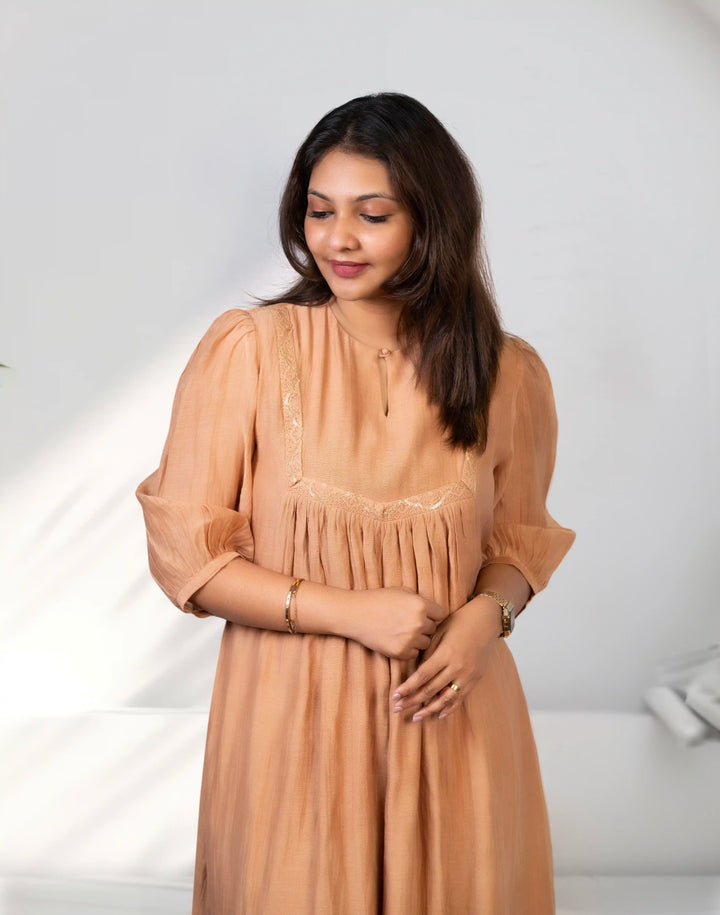 Nude Shade Chanderi Salwar Suit