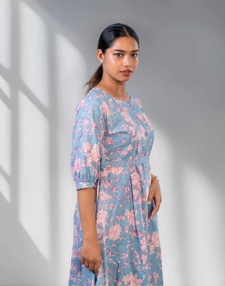 Dull blue regular fit dress