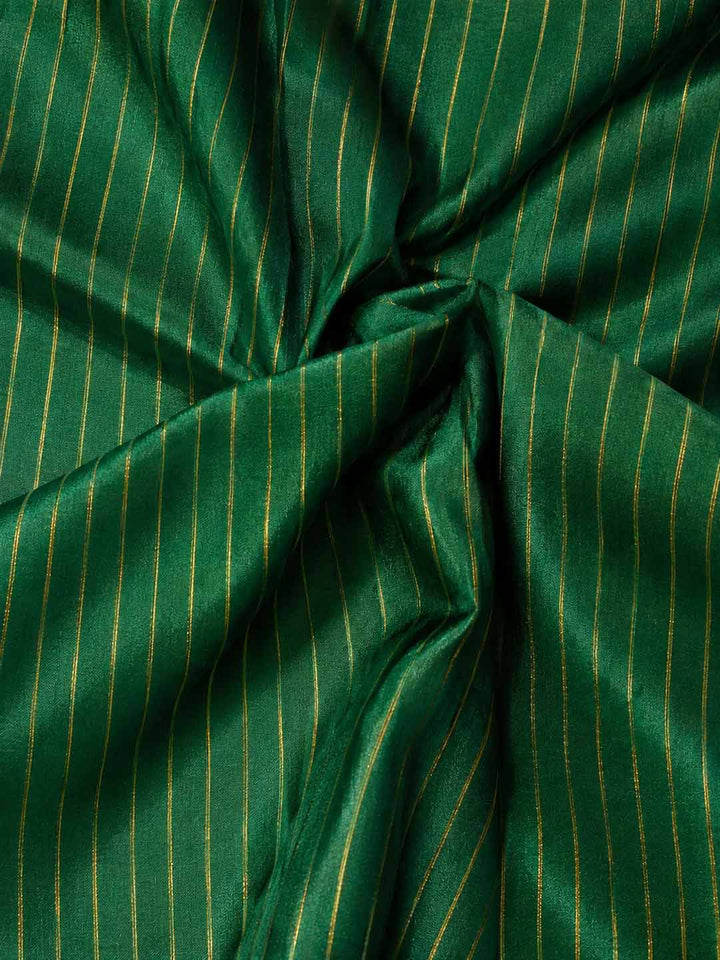 Emerald Green Semi Kanchivaram Saree With River And Temple Border
