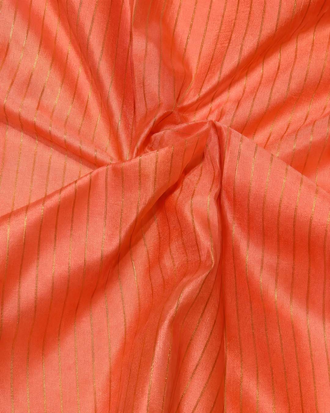 Orange Semi Kanchivaram Saree With River And Temple Border