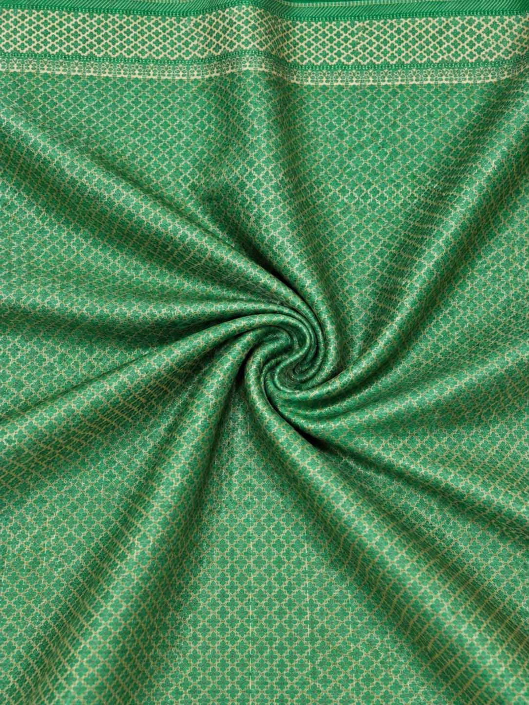Beige Kota Saree With Green Floral Motifs