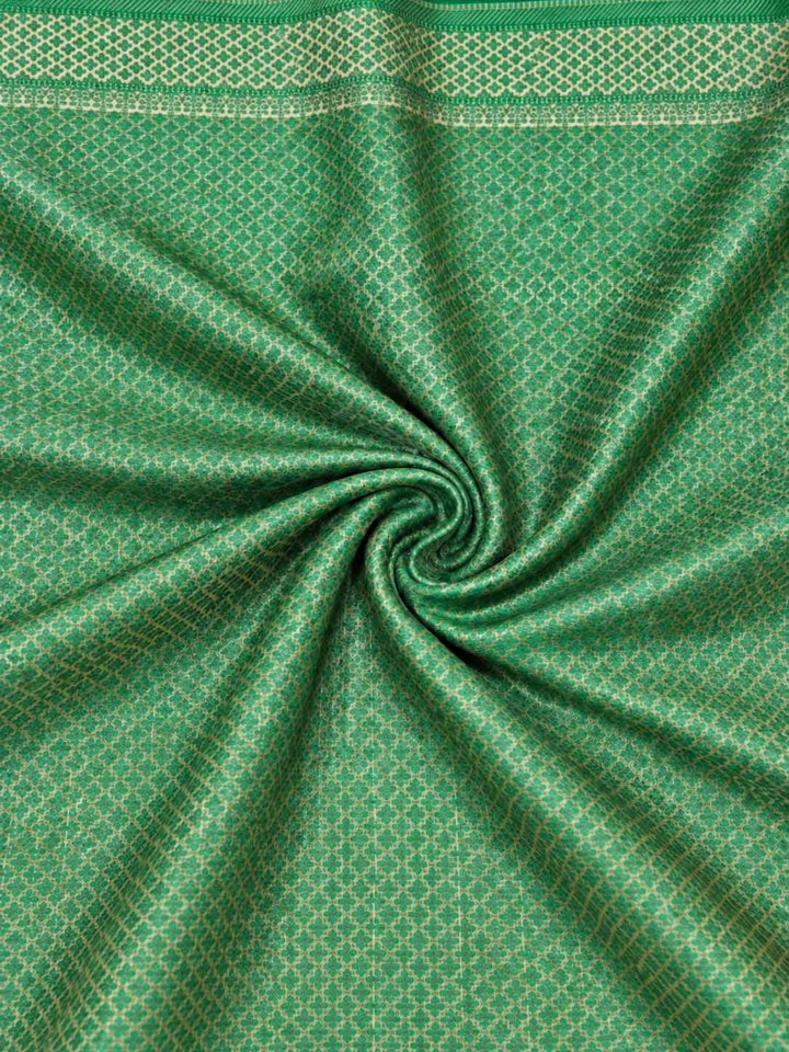 Beige Kota Saree With Green Floral Motifs