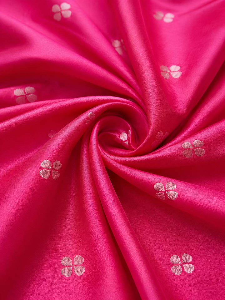 Black Semi Kanchivaram With Pink Border Saree