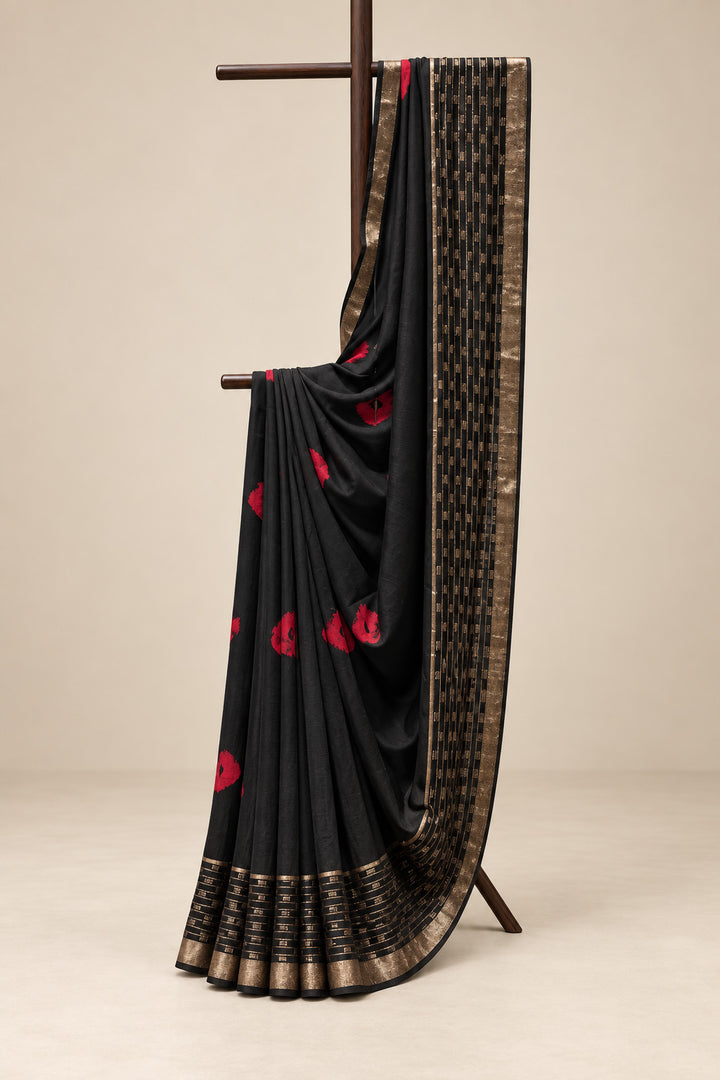 Black And Red Bandhini Saree