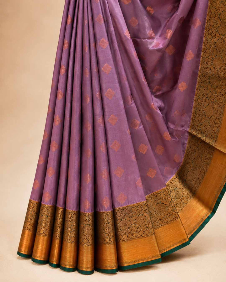 Onion Pink Semi Kanchivaram With Green Border