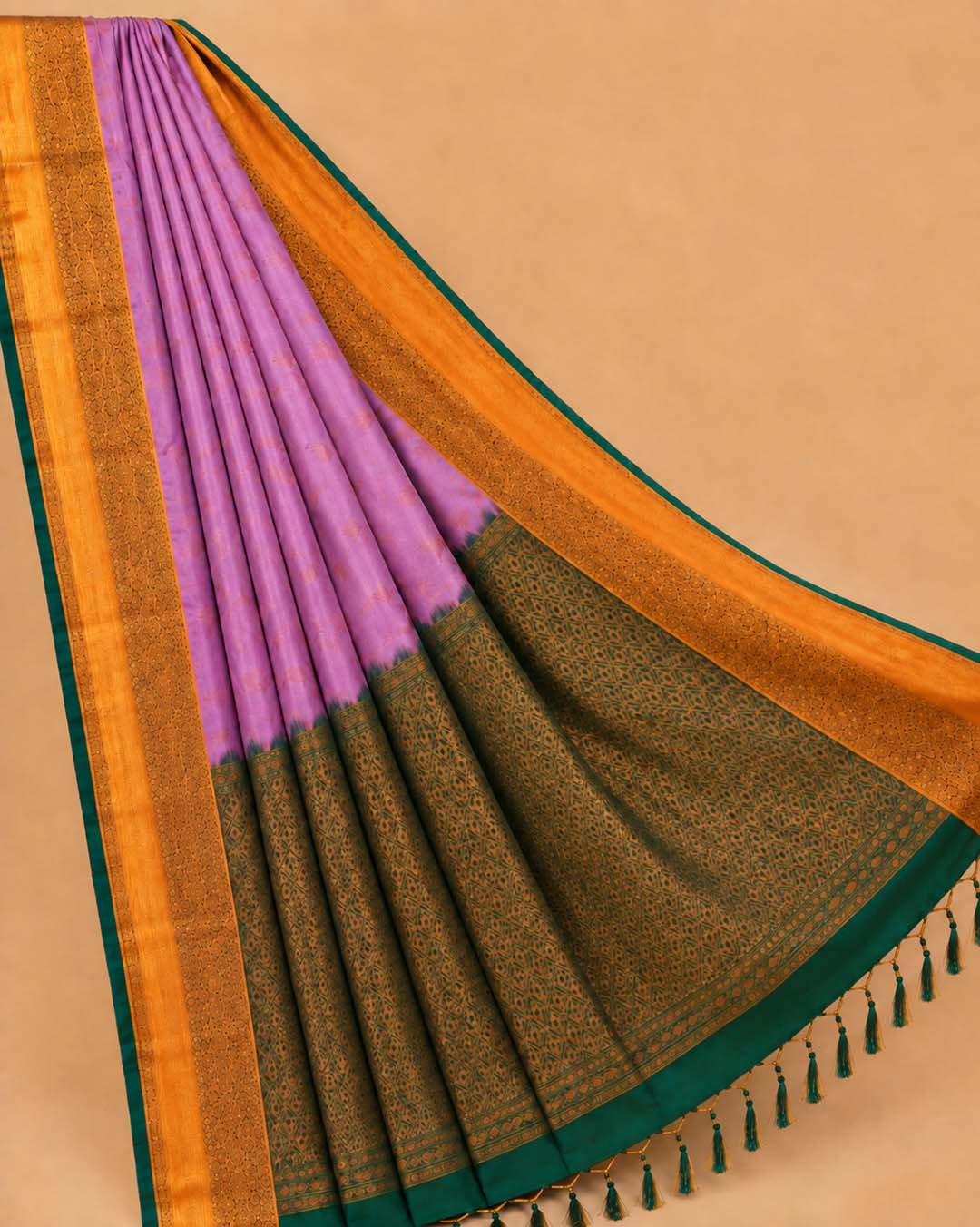 Onion Pink Semi Kanchivaram With Green Border