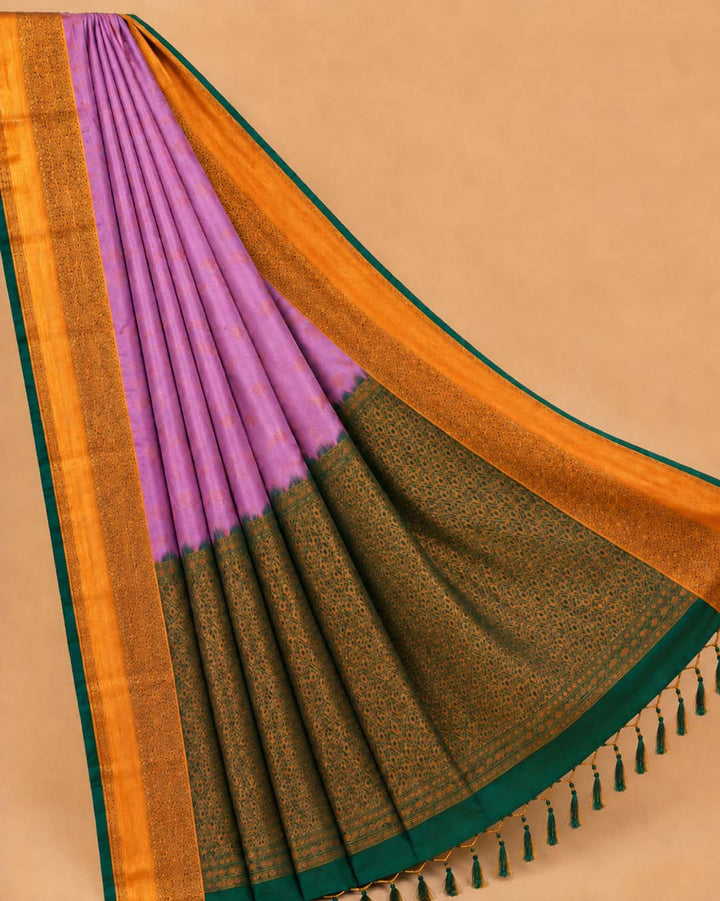 Onion Pink Semi Kanchivaram With Green Border