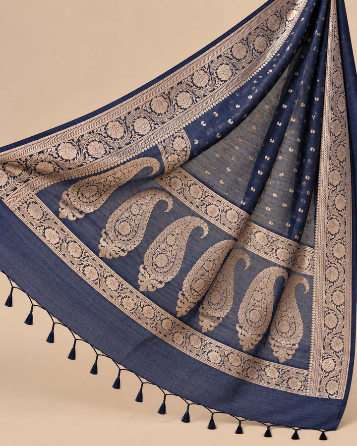 Deep Royal Blue Chanderi Saree