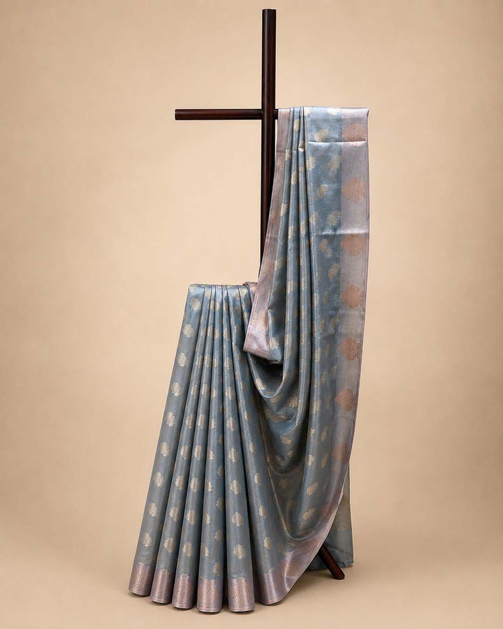Blue Tissue Saree With Buttas