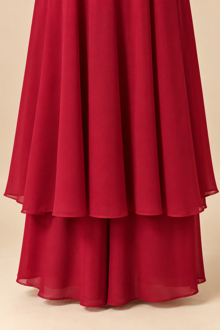 Reddish Maroon Anarkali Embellished Anarkali Set with Blush Pink Dupatta