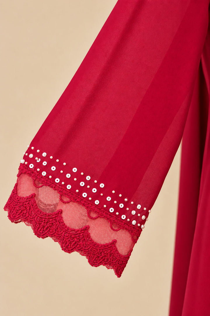 Reddish Maroon Anarkali Embellished Anarkali Set with Blush Pink Dupatta