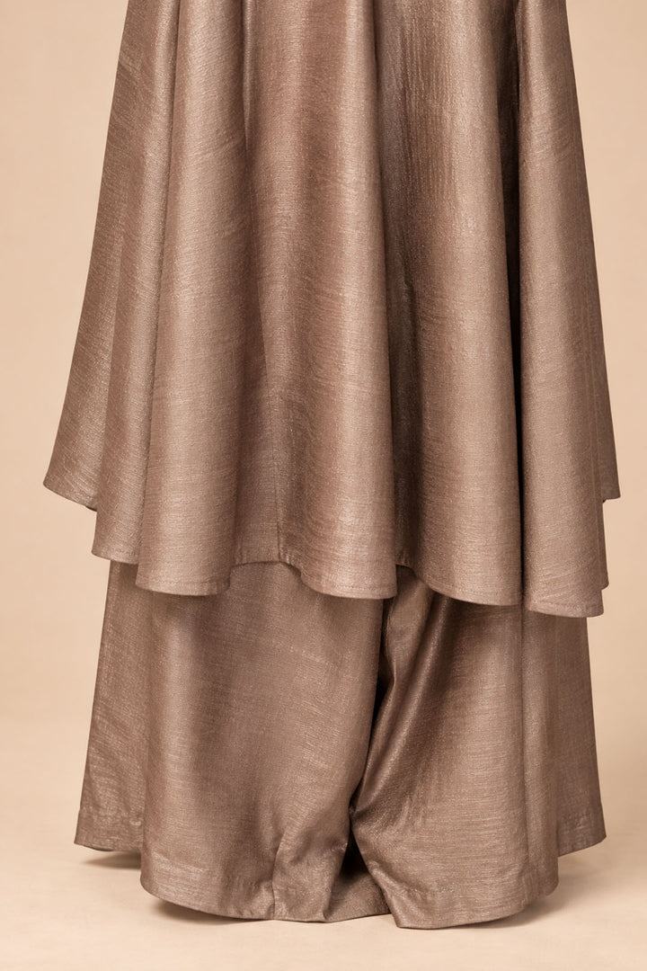 Dusty Mauve Suit Set With Brocade Dupatta