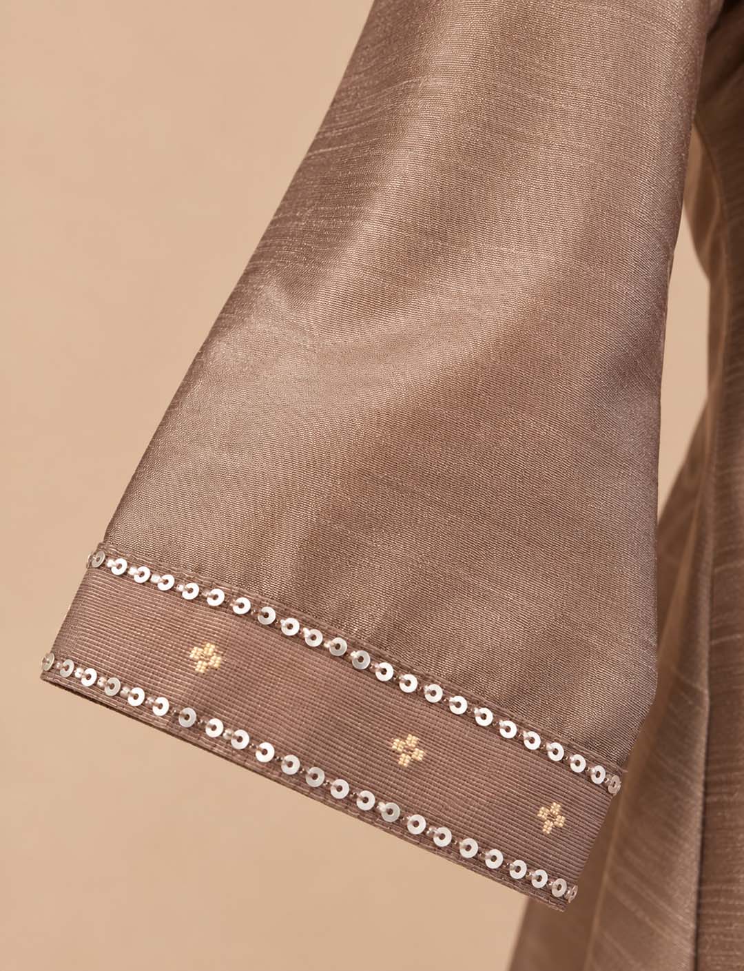 Dusty Mauve Suit Set With Brocade Dupatta