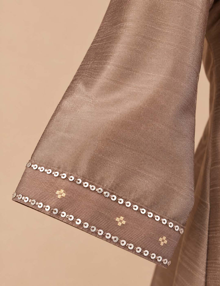 Dusty Mauve Suit Set With Brocade Dupatta