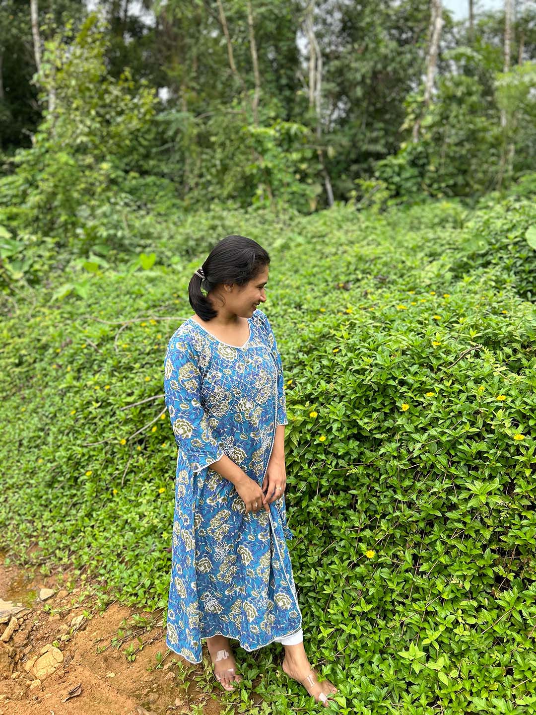 Floral Blue Green Angrakha