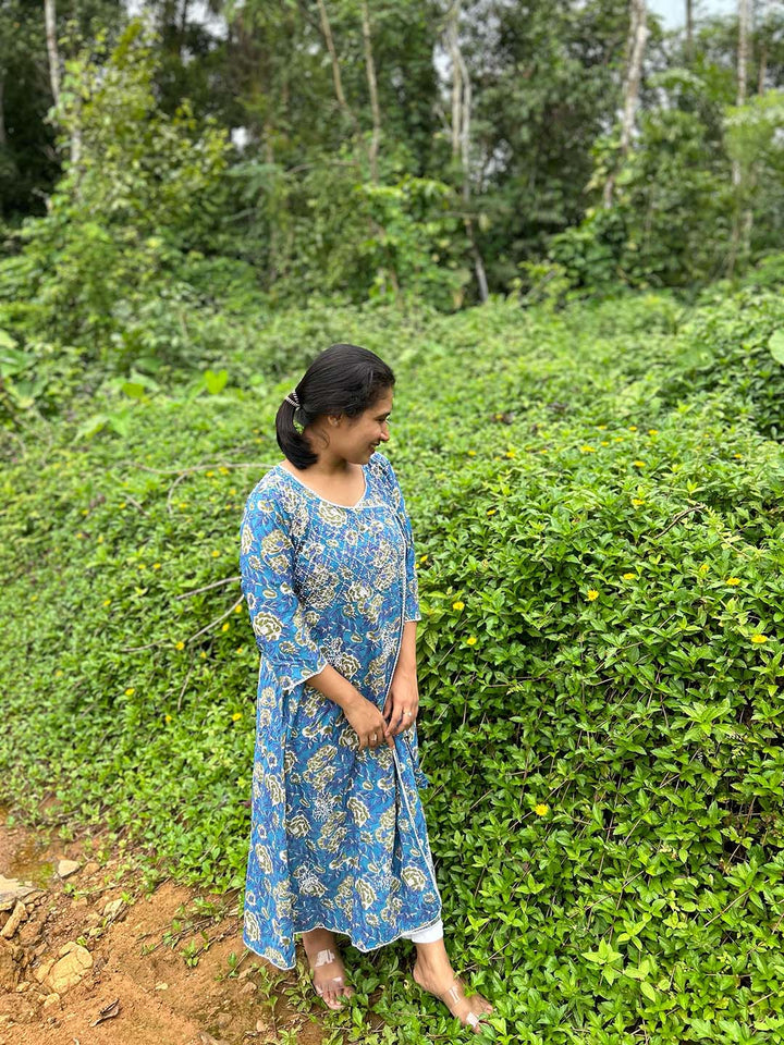 Floral Blue Green Angrakha