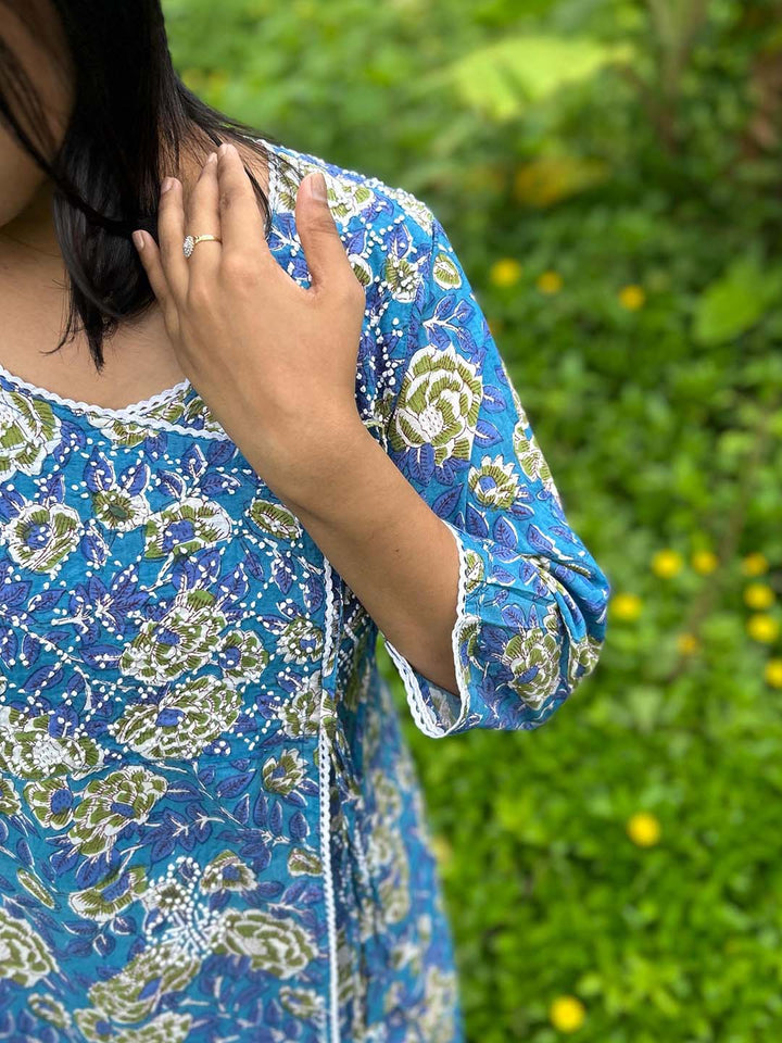 Floral Blue Green Angrakha