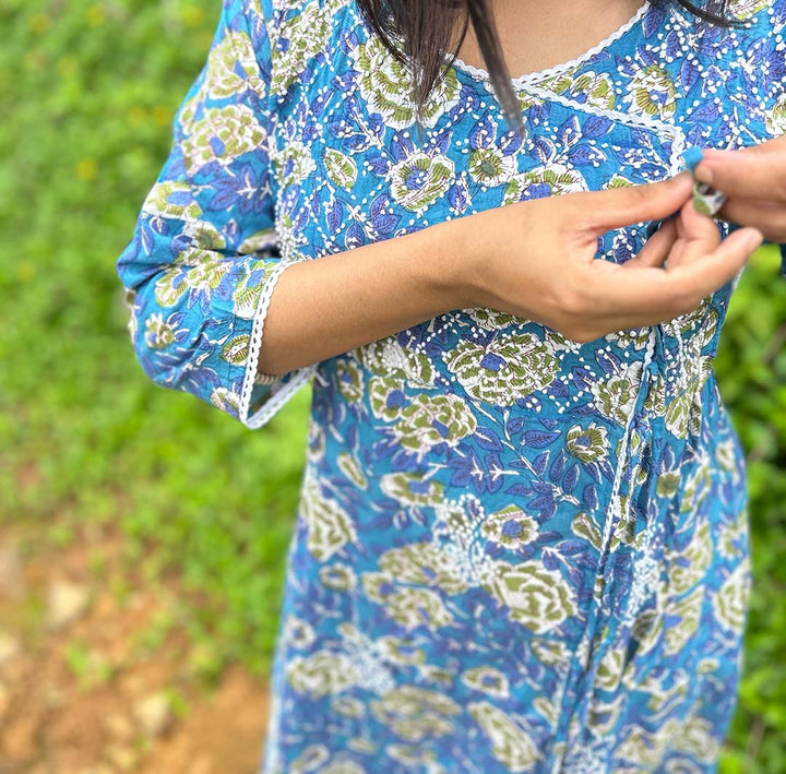 Floral Blue Green Angrakha