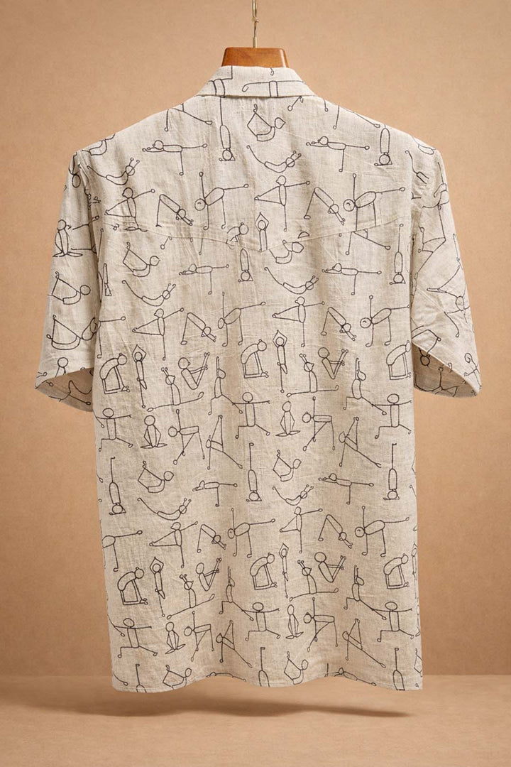Muslin Shirt With Yoga Asana Print