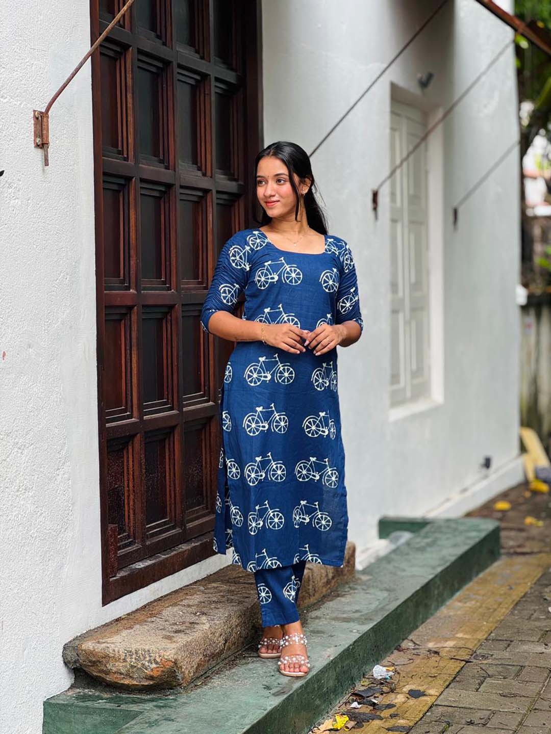Indigo Bicycle Printed Kurta Pant Set
