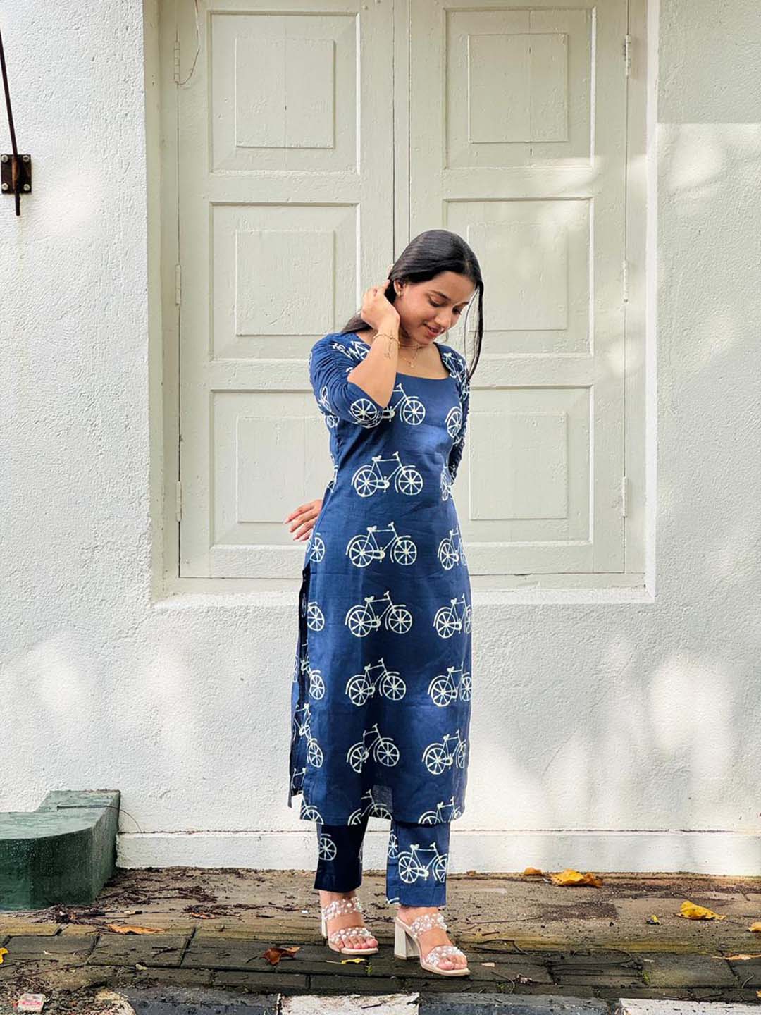 Indigo Bicycle Printed Kurta Pant Set